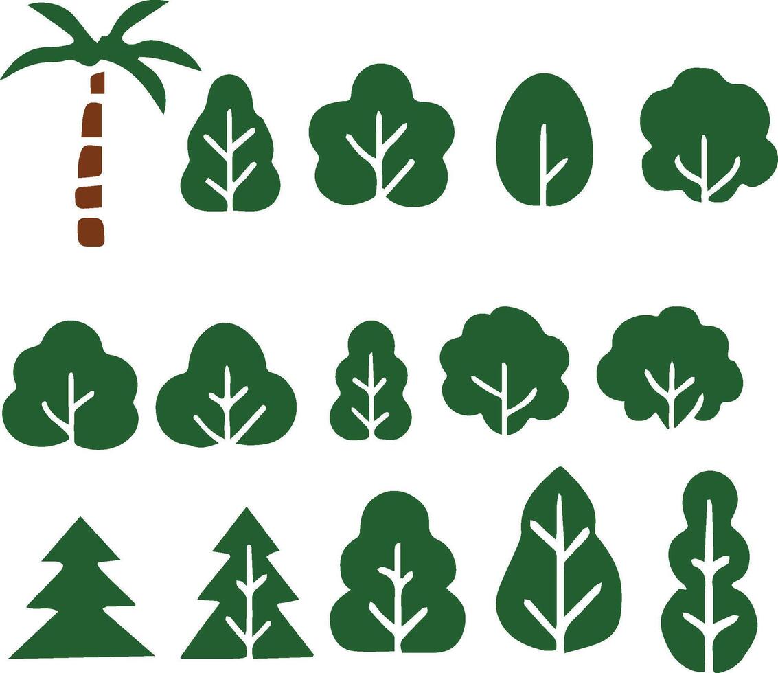 set of trees icons vector