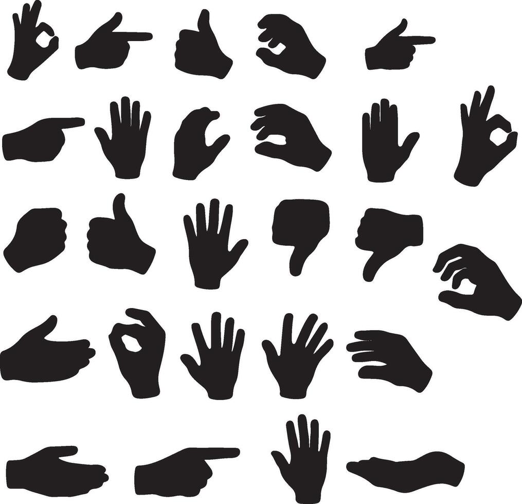 hand gesture collection silhouettes vector