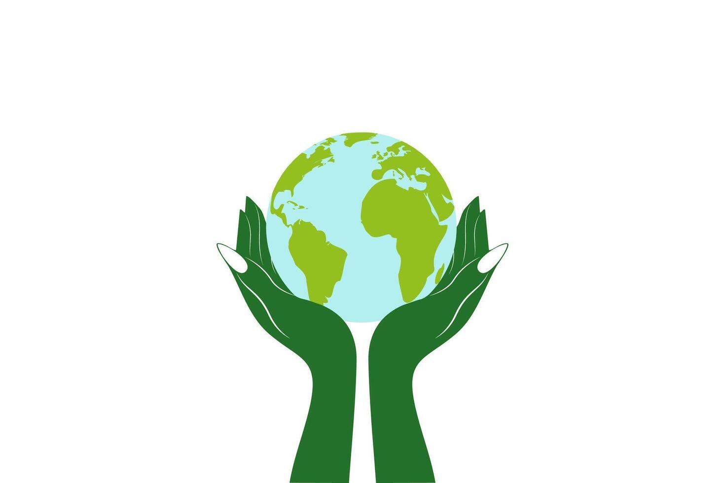 World Earth Day Concept. Illustration of Hands Embracing a Globe. Protect your planet, Green Energy, ESG, Renewable and Sustainable Resources, Environmental Care. isolated on white background vector