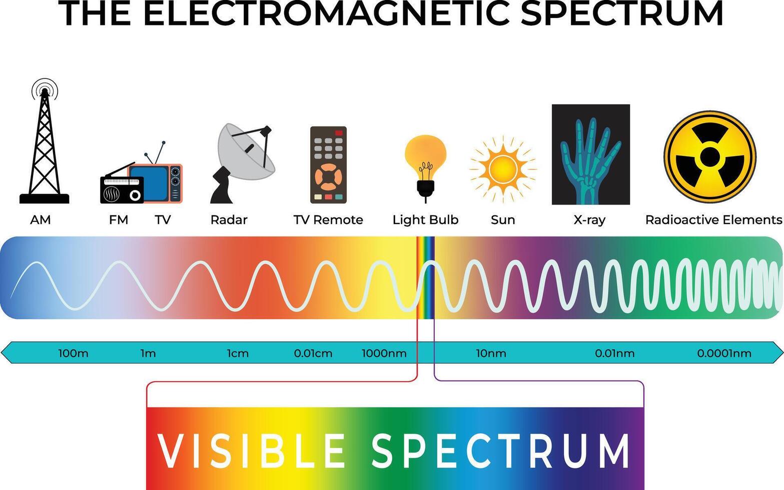 Electromagnetic Spectrum Overview Design Illustration vector