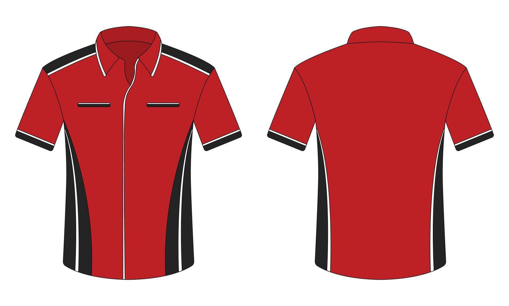 Red and black office work uniform mockup vector
