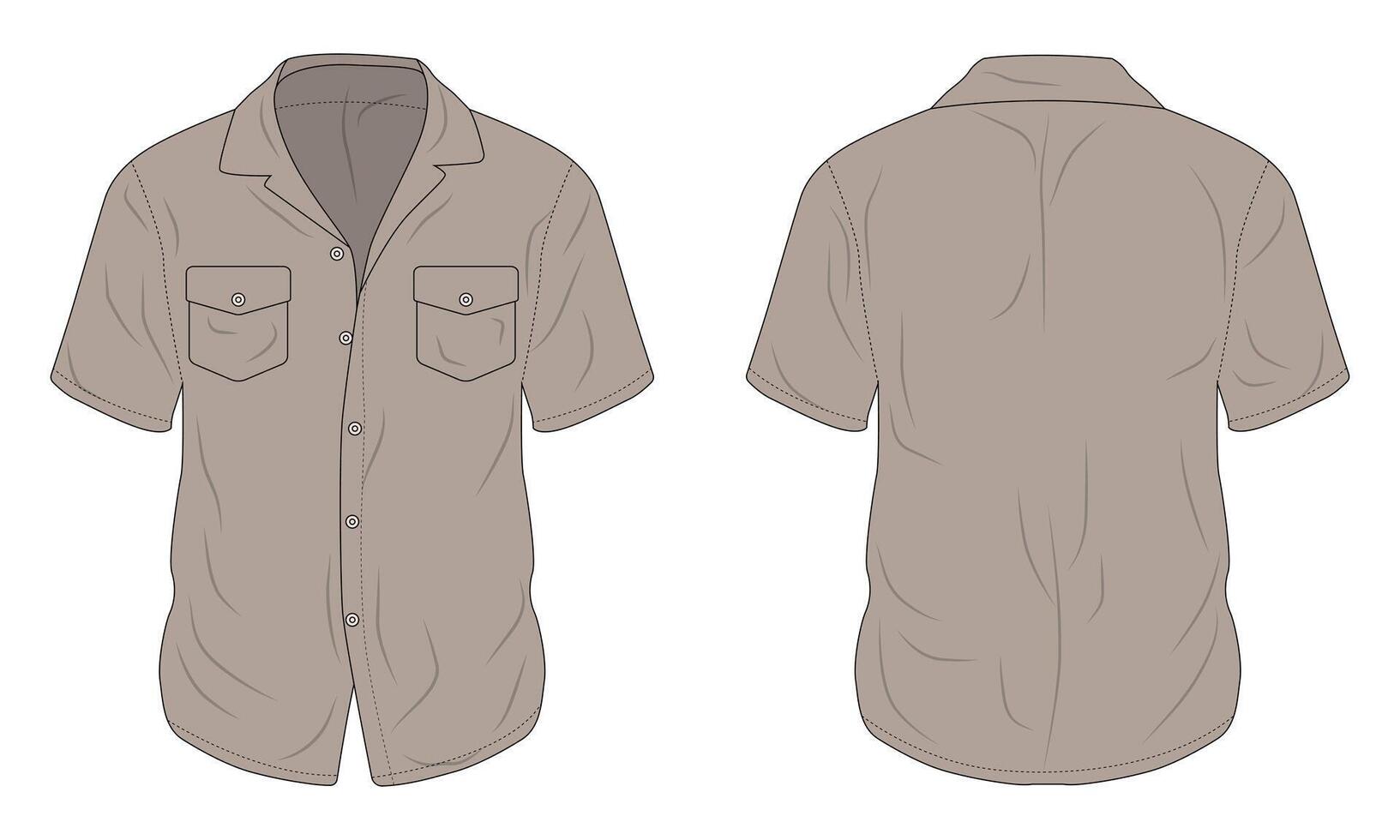 Men's cotton casual shirt mockup front and back view vector