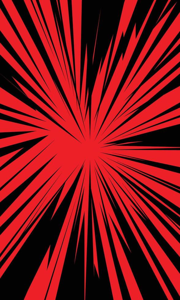 Abstract red and black radial lines rays comic background vector