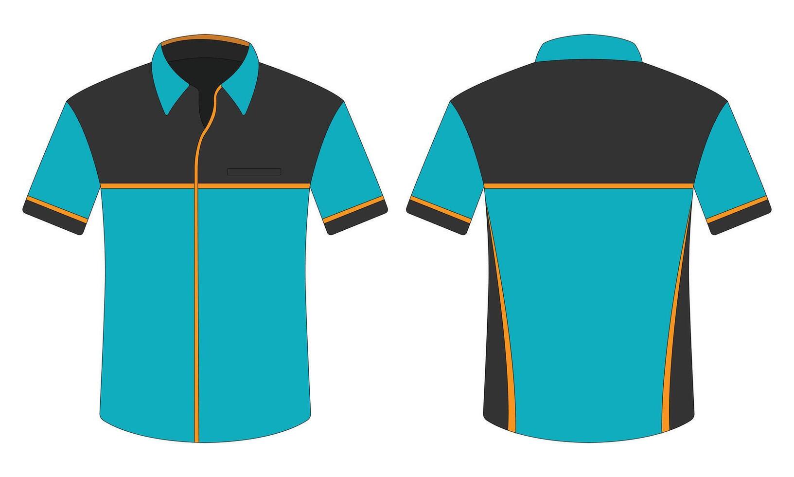 Short sleeve work uniform template front and back view vector