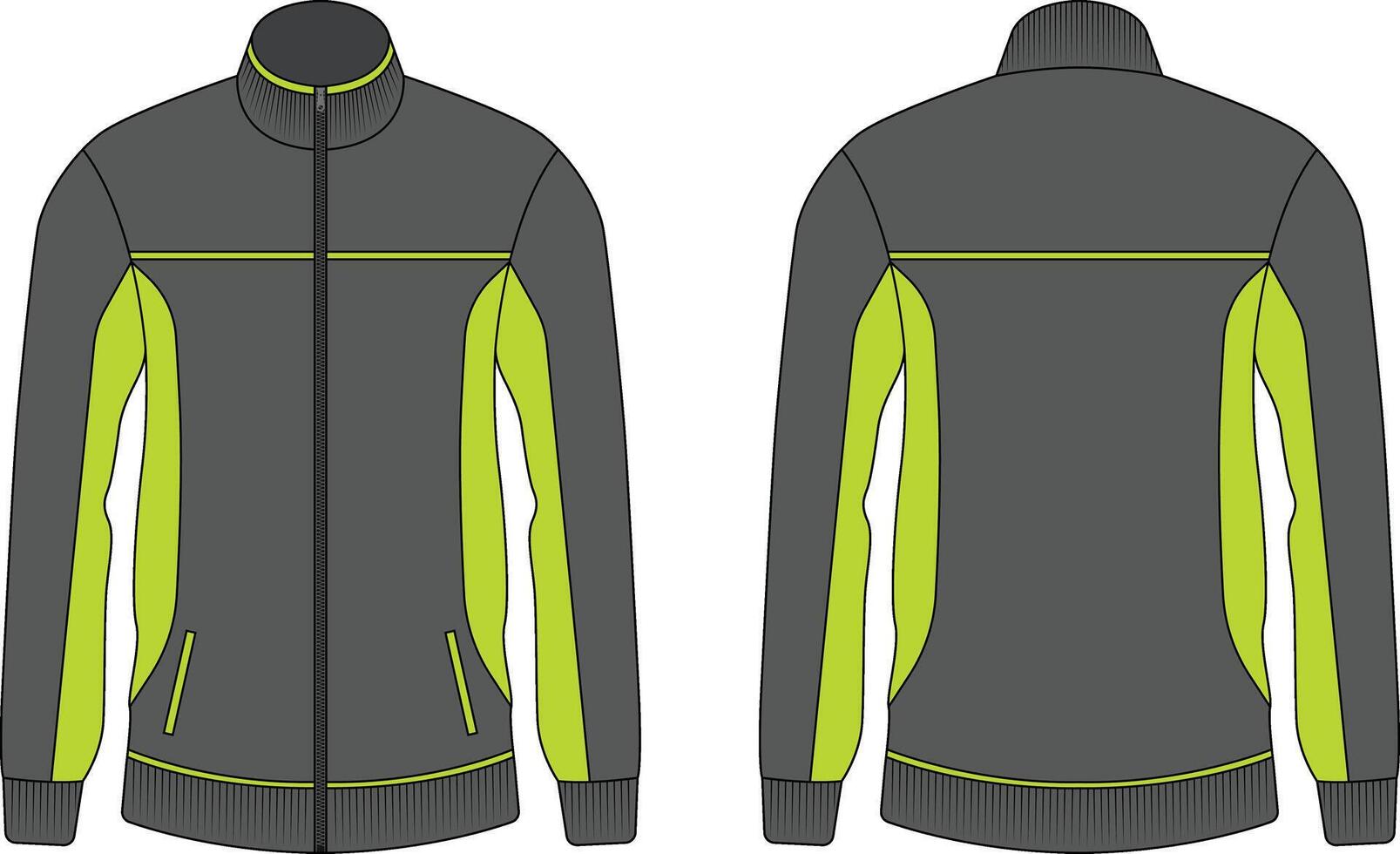 Tracksuit jacket template front and back view vector