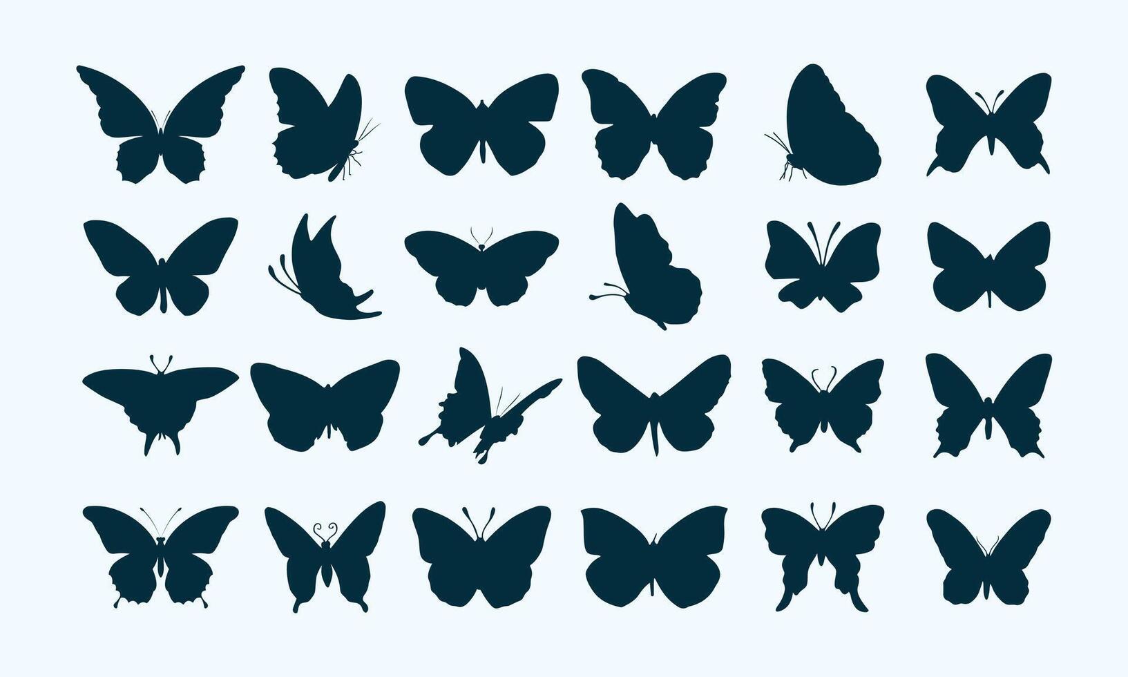 Flying butterflies silhouette set vector