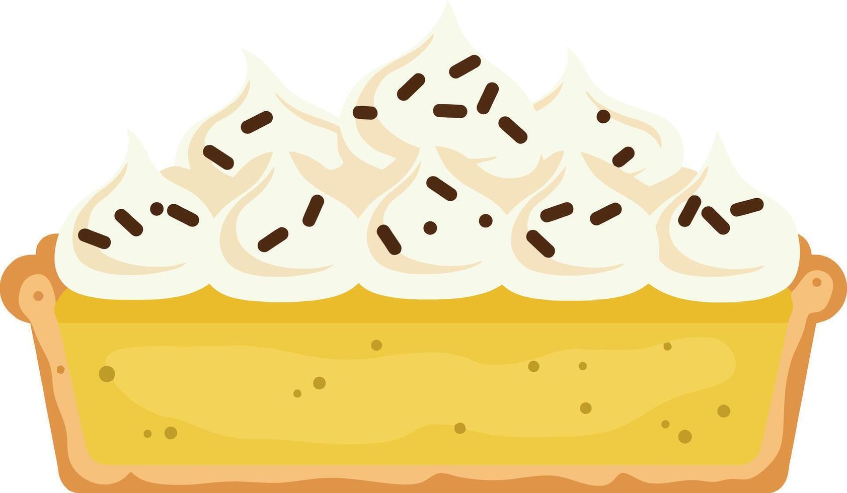 Lemon Meringue Pie with Whipped Cream and Chocolate Sprinkles Illustration vector