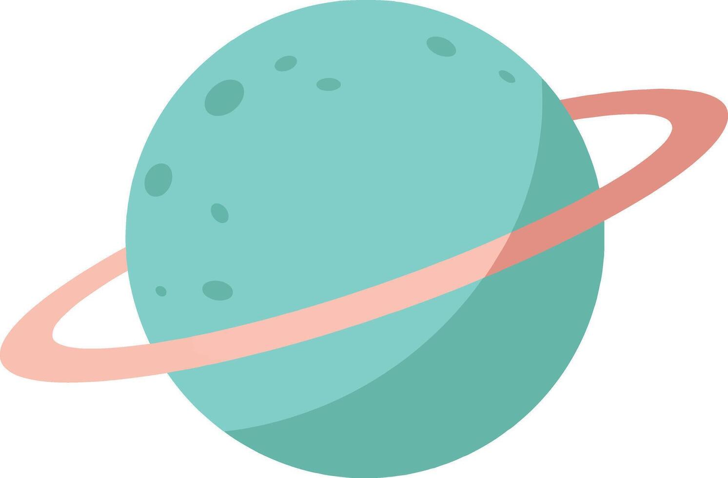 Planet with ring orbiting space object blue and pink illustration vector