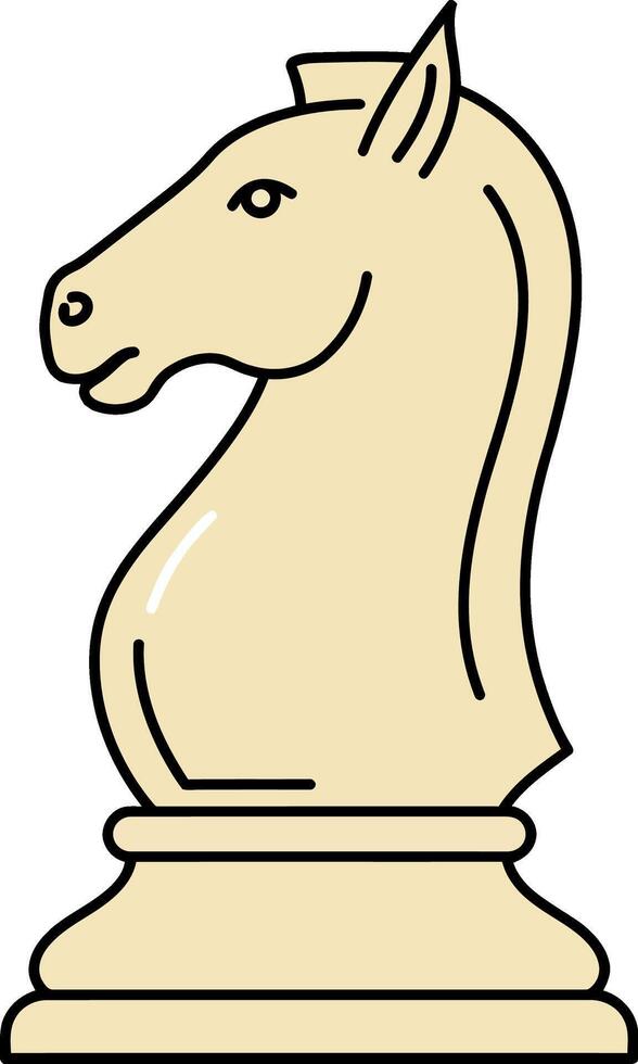 Chess knight piece beige color simple illustration design icon isolated vector