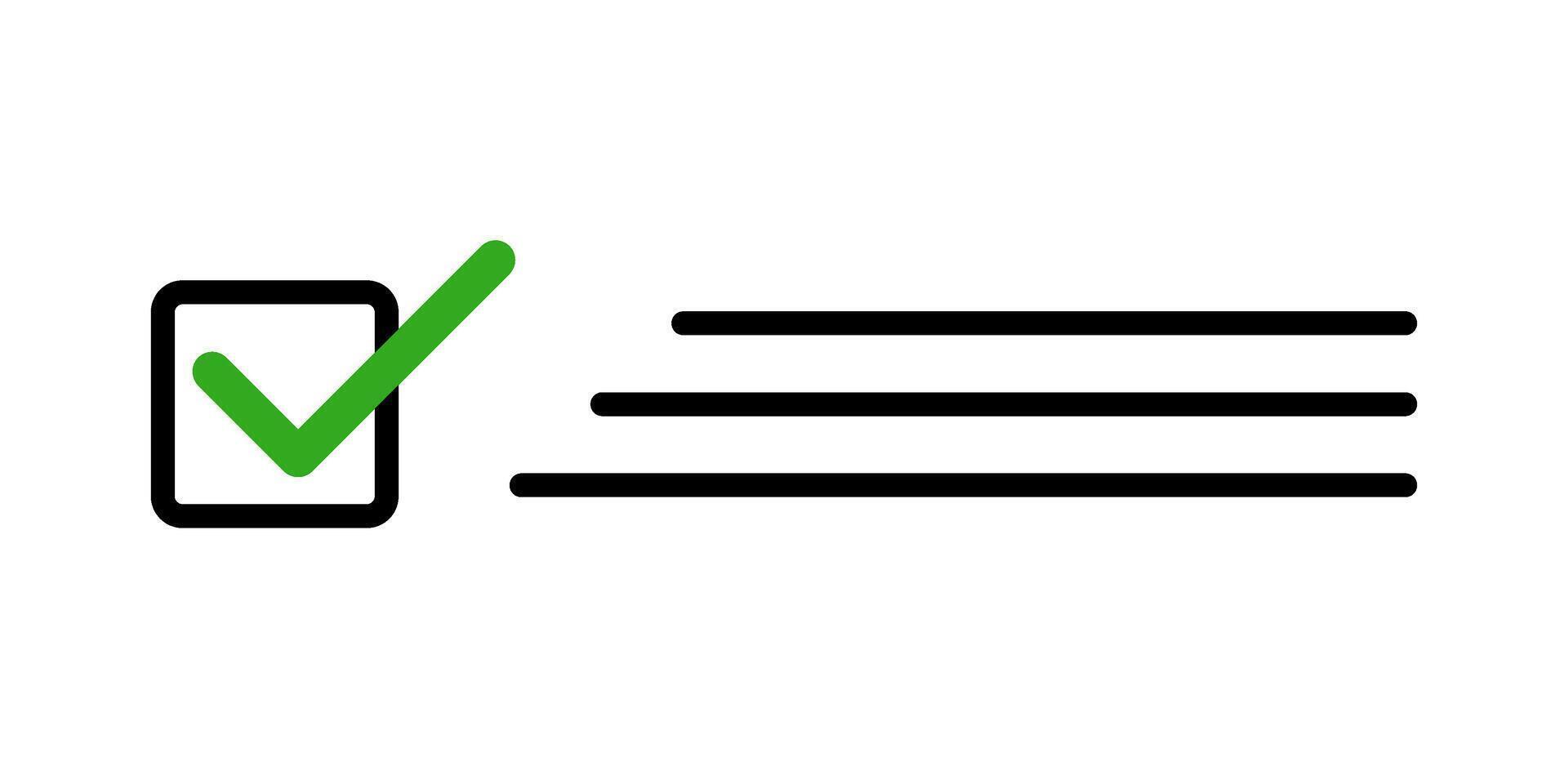 Checklist icon with green checkmark, task completion symbol, to-do list concept, success, approval, productivity, organization, business management, efficiency, achievement work progress, goal setting vector
