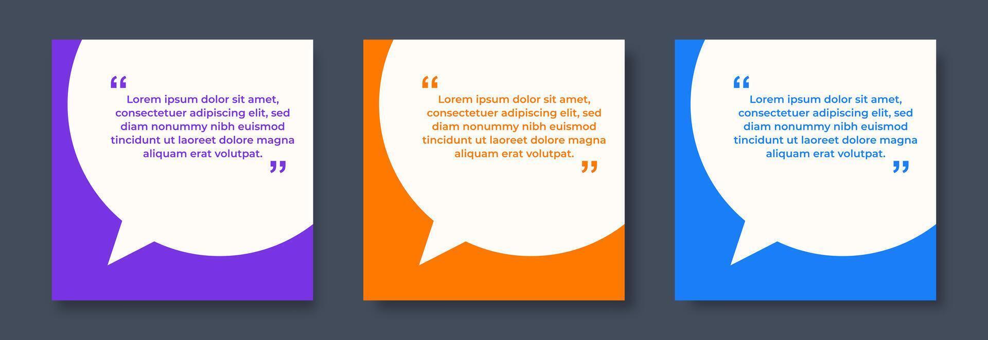 Quote bubble banners, infographics. Editable social media post templates vector