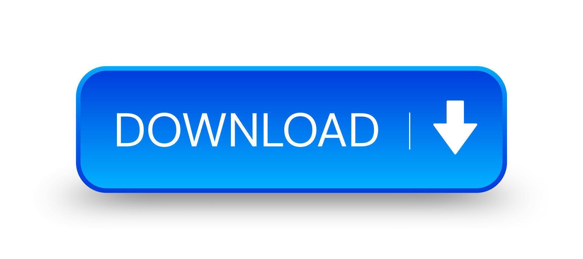 Blue 3d download button vector