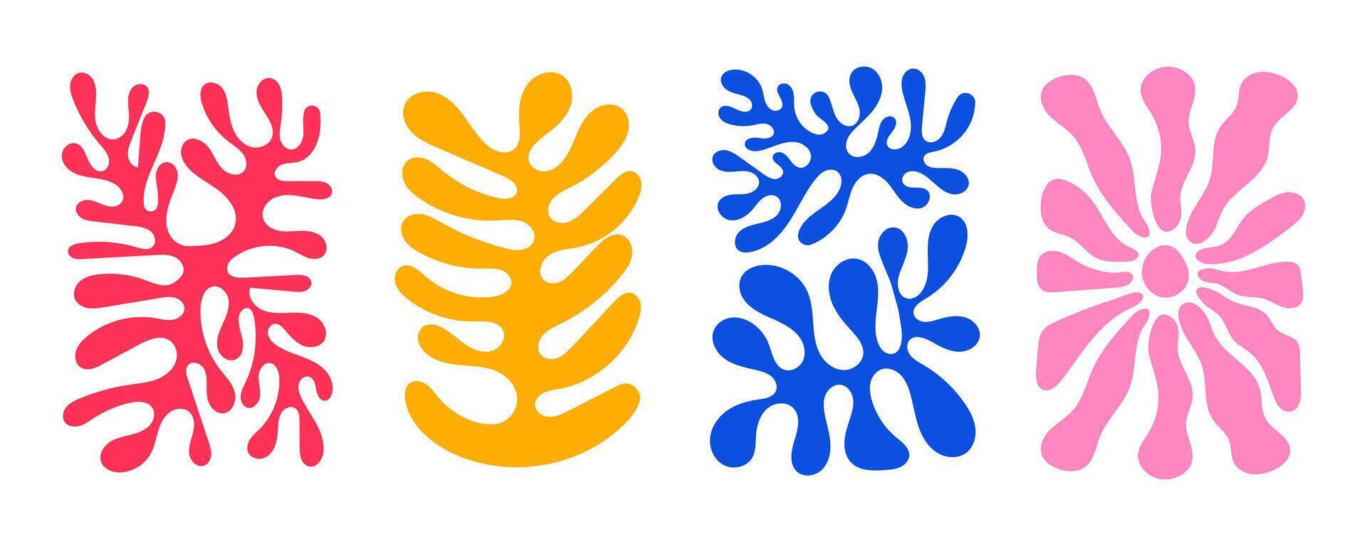 Abstract coral shapes of colorful matisse style. Trendy and minimalist organic poster art vector