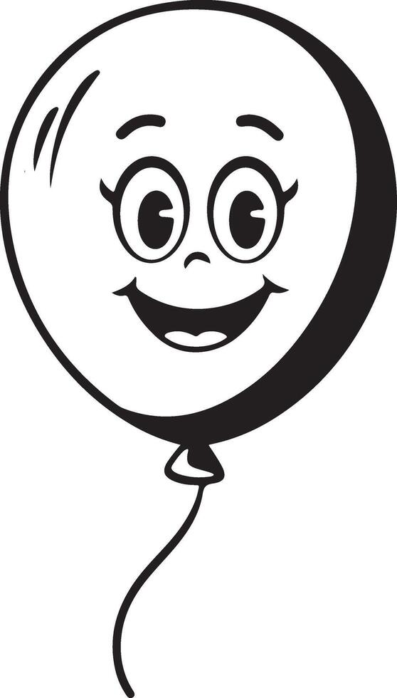 Cartoon Balloon Character With Smiling Face Line Art Illustration vector