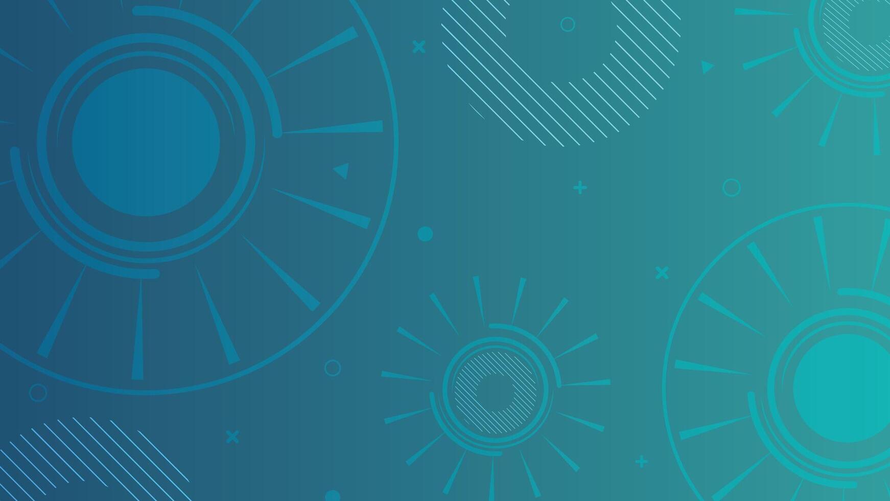 Modern abstract background with circular radial elements and geometric line accents on blue gradient vector