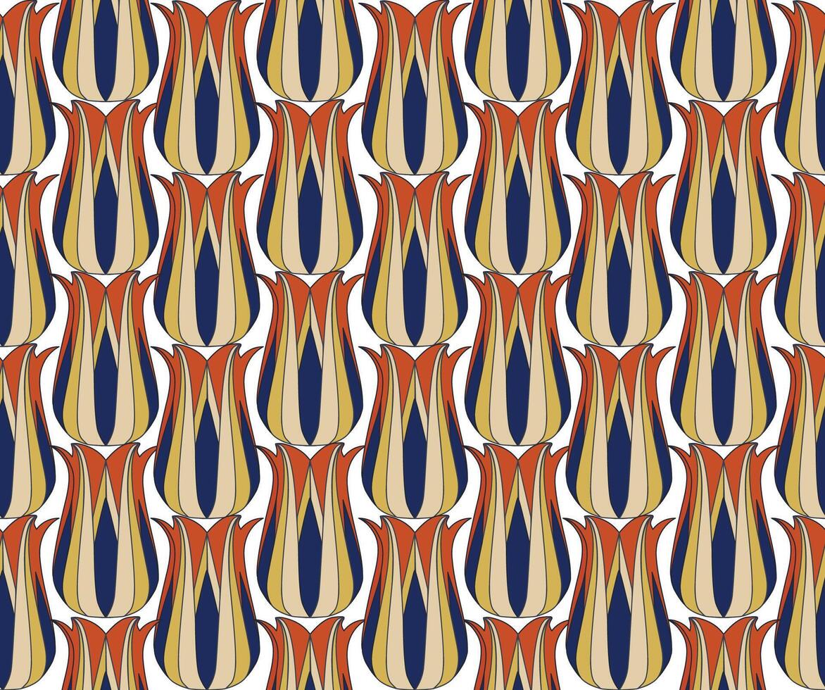 Seamless pattern with flourish ornament in 1920s graphic design style. Artistic abstract vintage ornamental texture vector