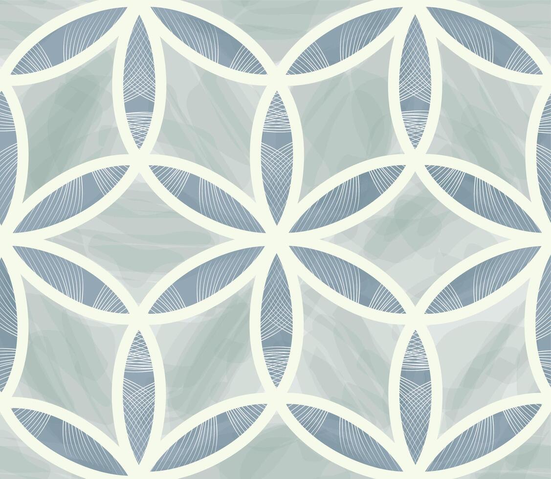 Floral line artistic decorative seamless pattern. Abstract organic shapes ornamental tile leaves and lines geometric pattern. Stylish template for design. vector