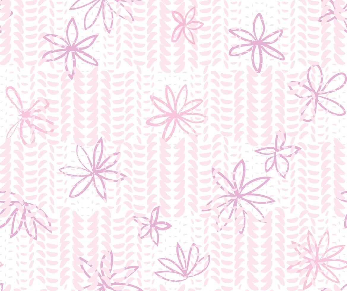 Dotted pattern texture, drawing flowers background. Wavy ripple white floral texture. Artistic abstract pink seamless pattern vector