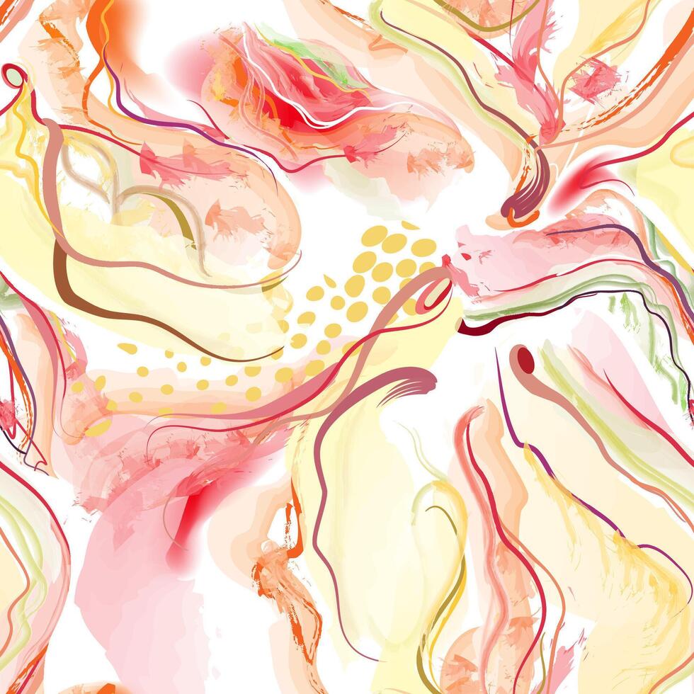 Abstract wavy lines. Beautiful seamless watercolor texture. Endless pattern in bright spring style. Flowing waves abstraction. vector