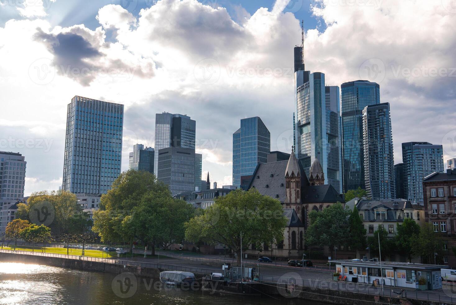 Frankfurt Skyline with Main Tower and Historic Architecture photo