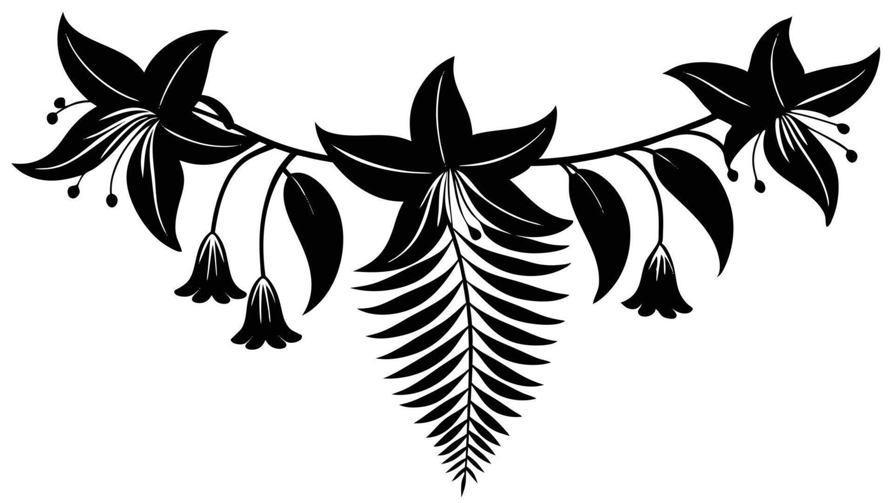 Floral Arrangement With Lily Blossoms And Fern Silhouette vector