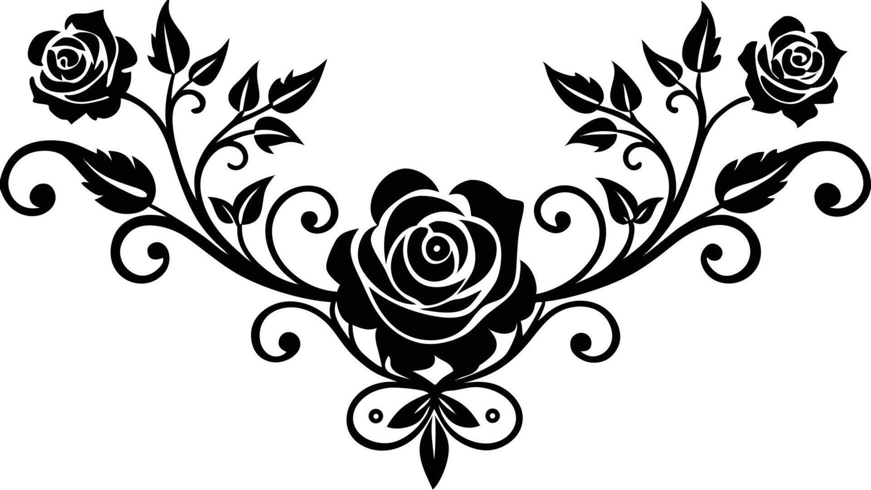 Black And White Rose Floral Design Illustration vector
