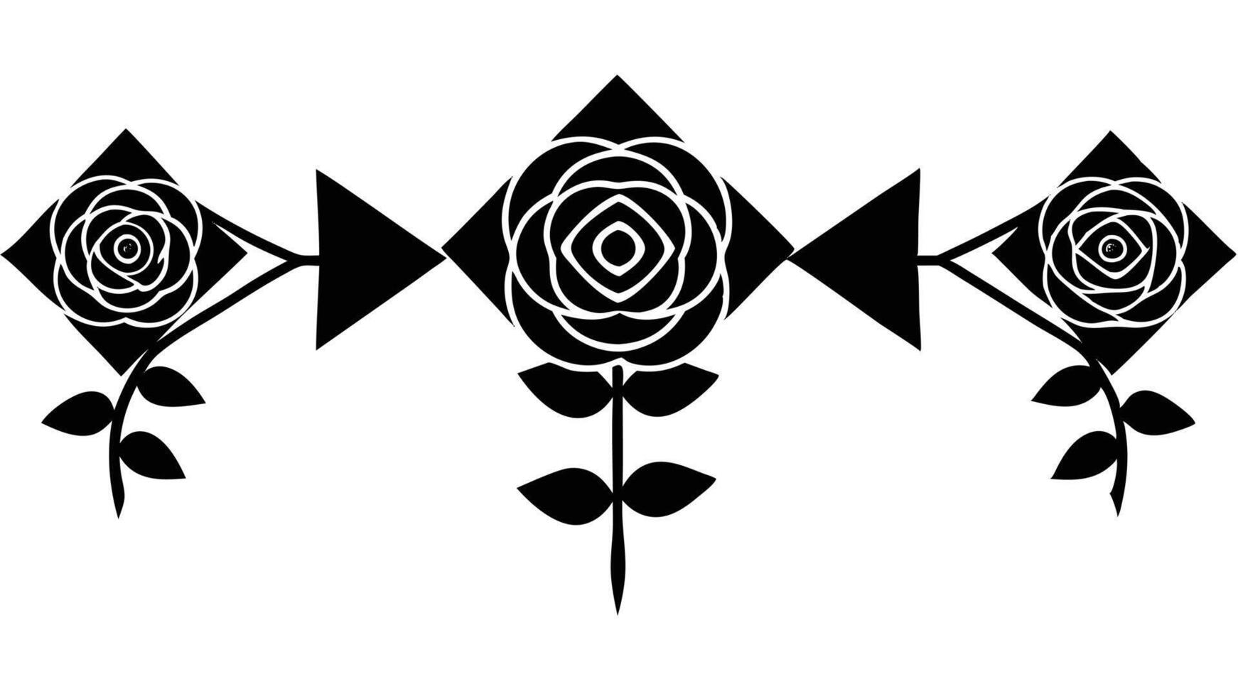 Geometric Floral Design With Roses And Triangular Accents vector