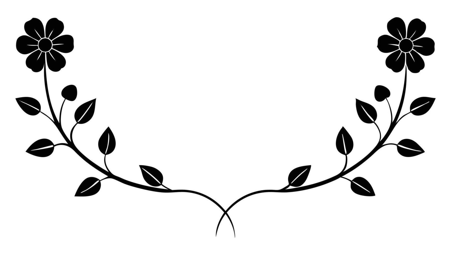 Black Floral Flourish Frame With Flowers And Leaves vector