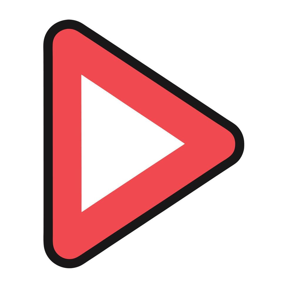 Play Button Icon Illustration Red Rounded Edges vector