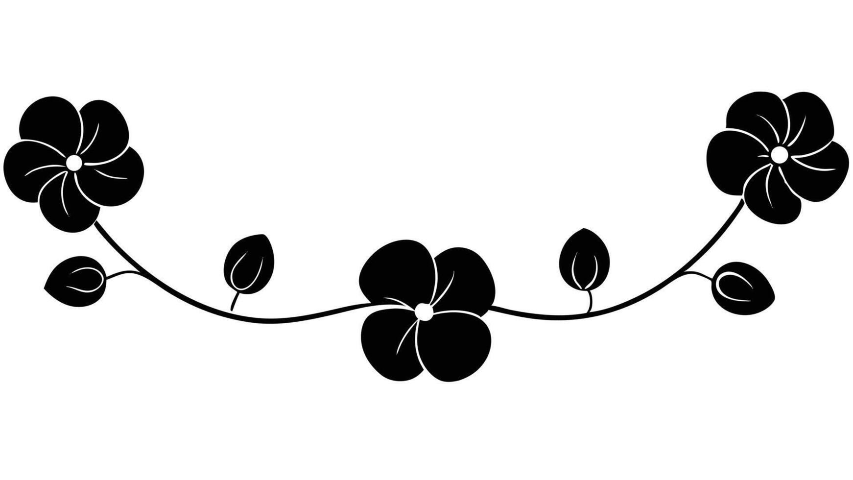Black And White Floral Border With Flowers And Leaves vector