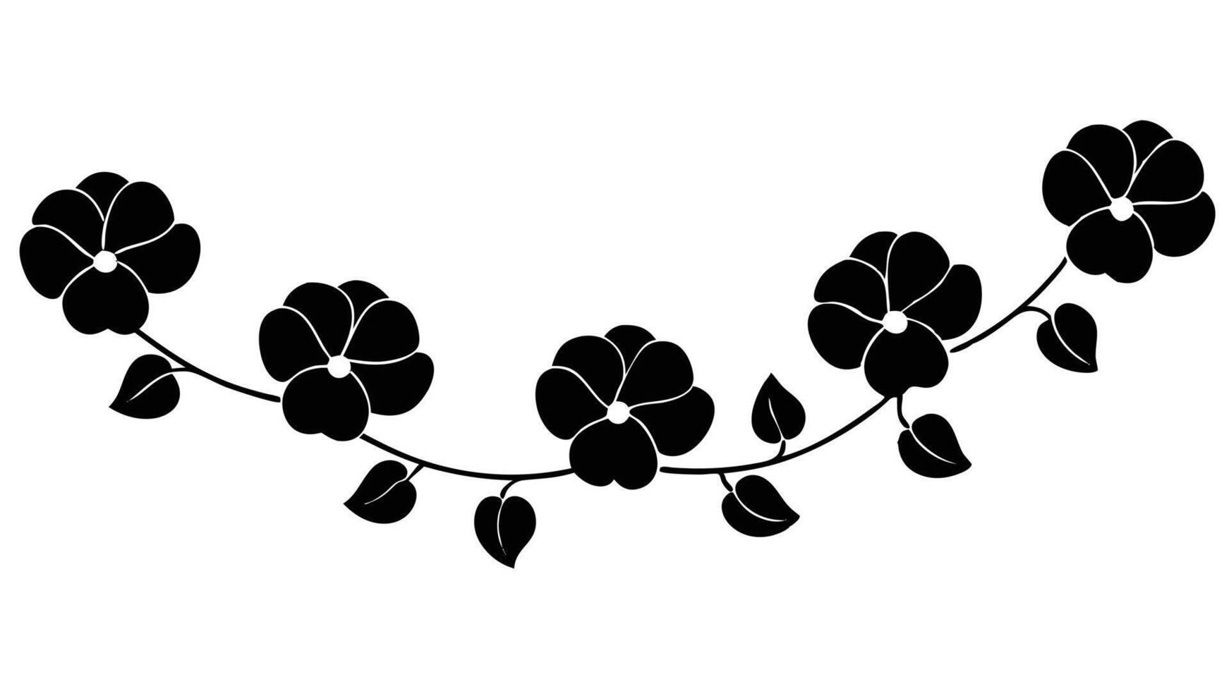 Black Floral Vine Garland Silhouette Illustration Design vector