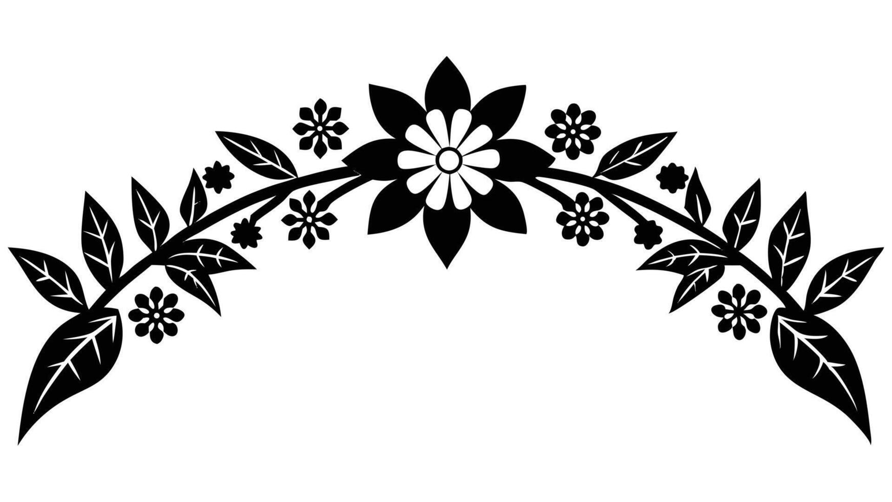 Floral Branch Design Black And White Ornament vector