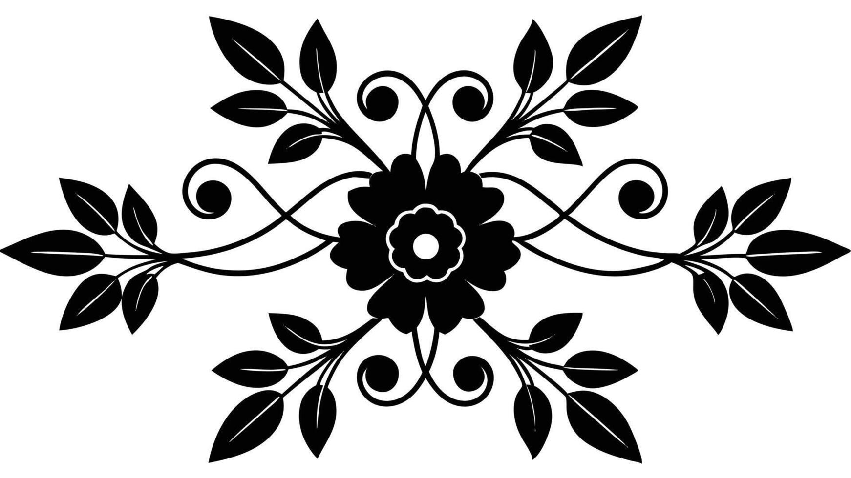 Floral Ornament Leaves In Black And White vector