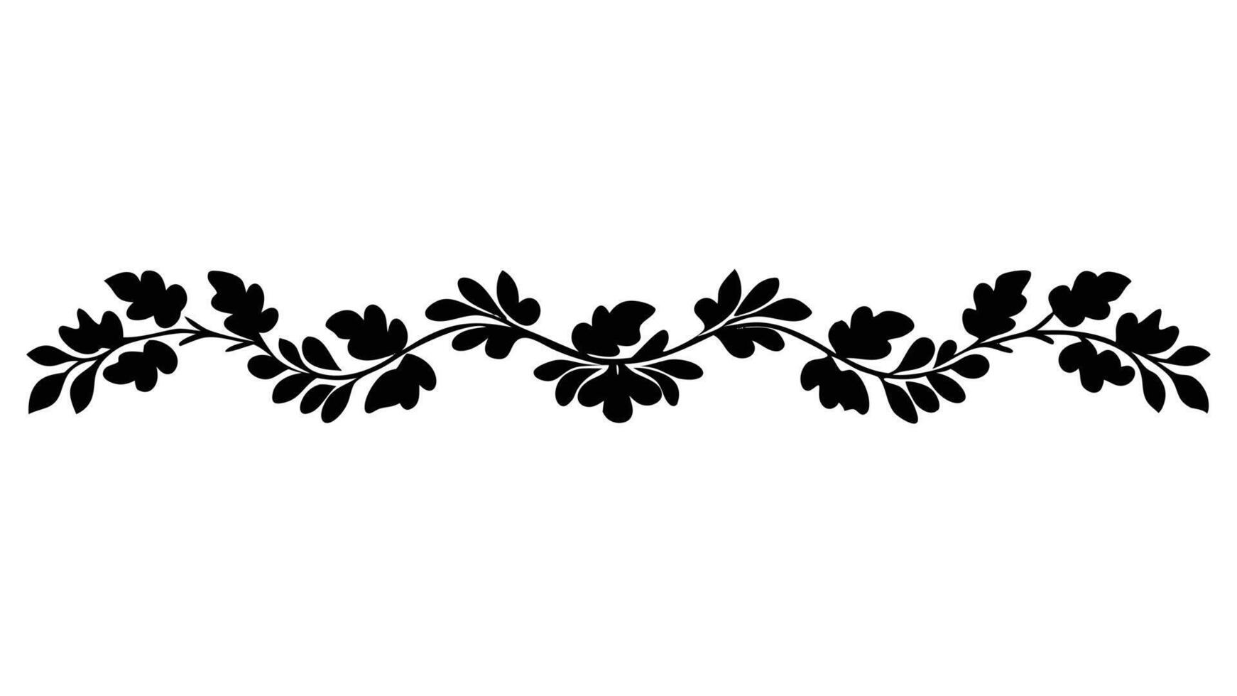 Elegant Floral Vine Silhouette Illustration Border Design Element vector
