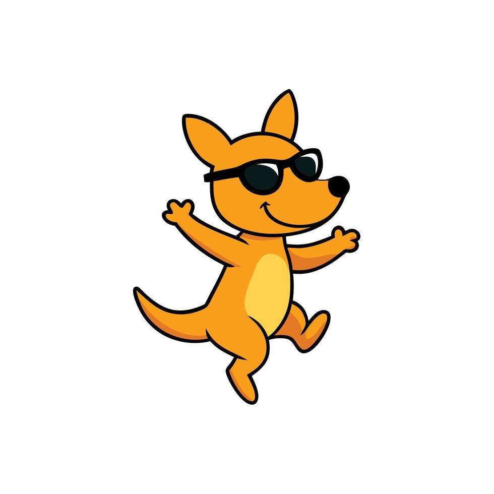 Cartoon Kangaroo With Sunglasses Dancing Happily vector
