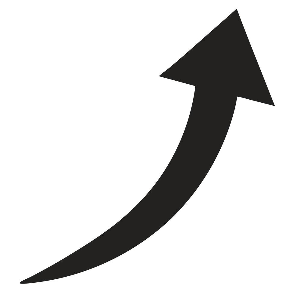 Curving Black Arrow Pointing Up Isolated On White vector