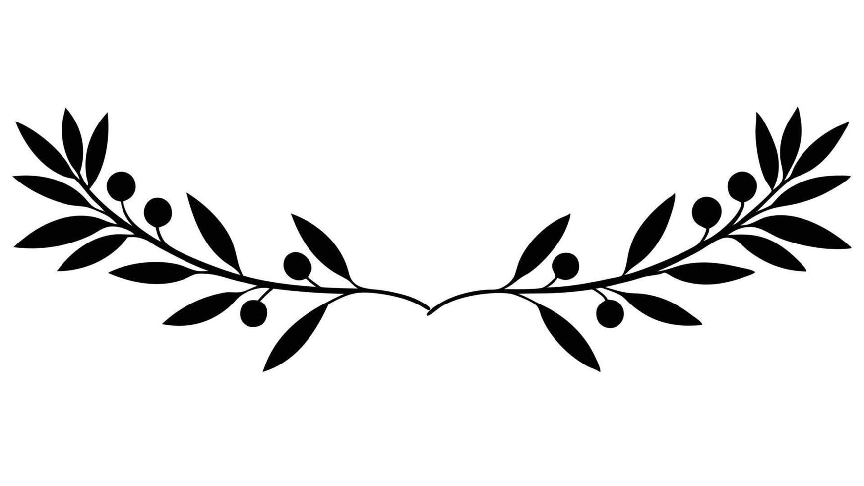 Olive Branch Divider Silhouette Decorative Design Element vector