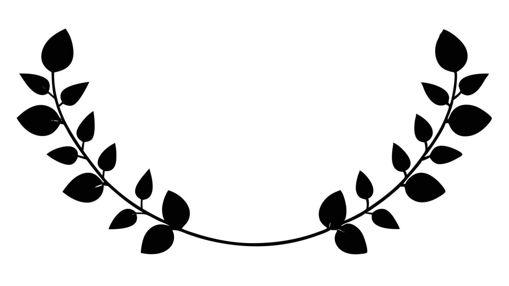 Symmetrical Foliage Frame Element Silhouette Black Design vector