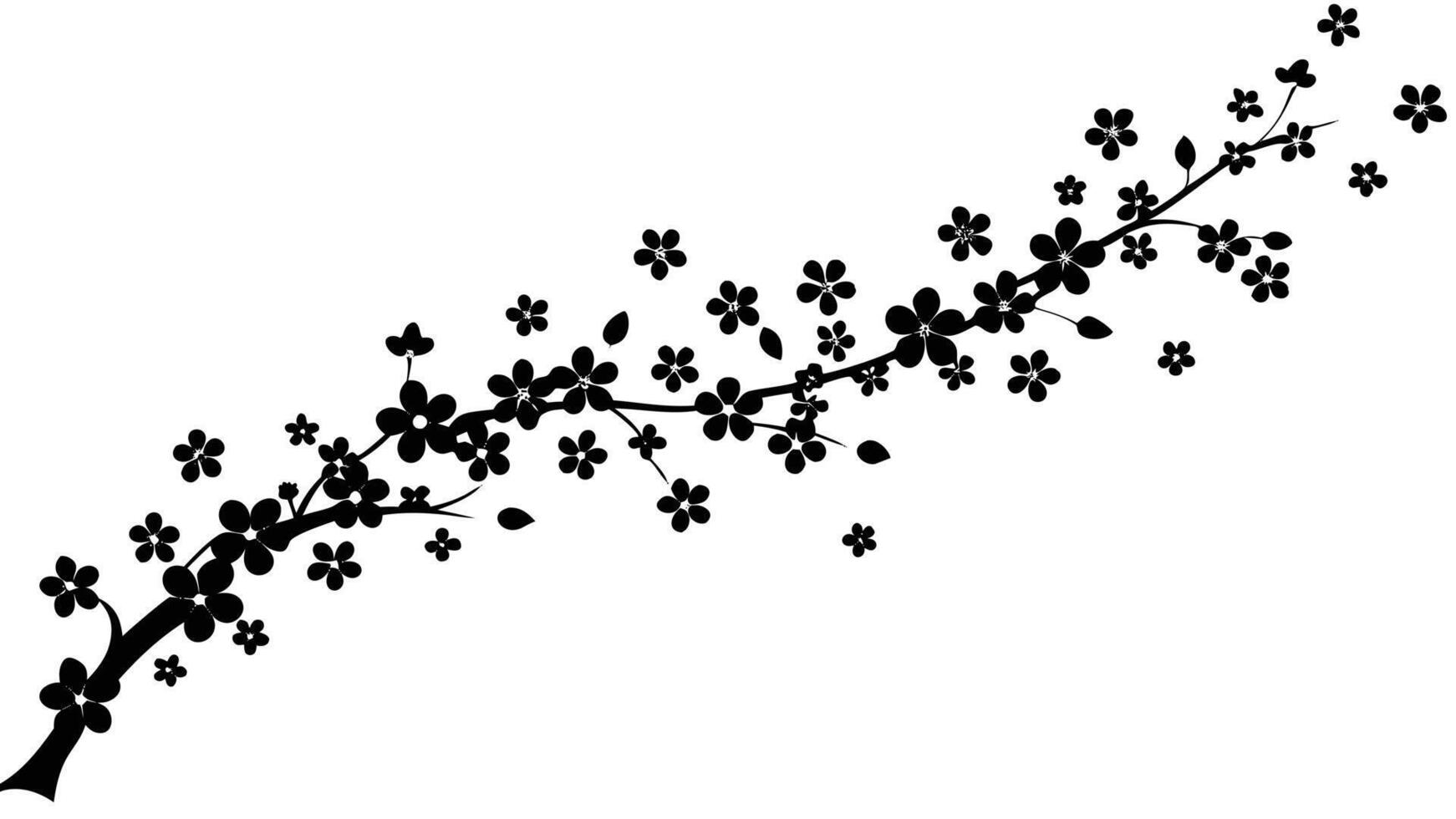 Black And White Floral Branch Illustration Design vector