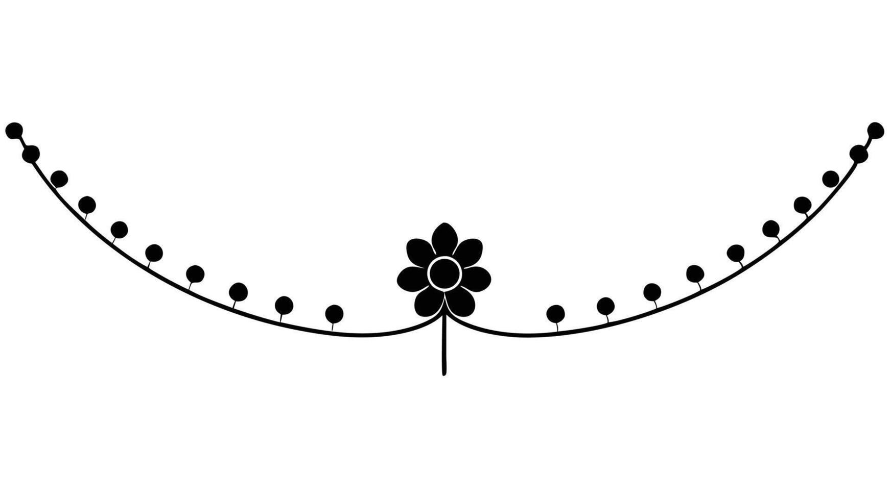 Floral Border With Flower And Dots On A Line vector