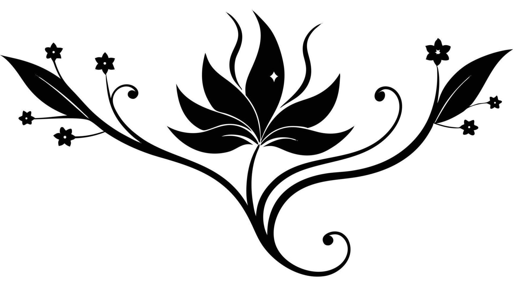 Elegant Floral Design In Black And White Silhouette Style vector