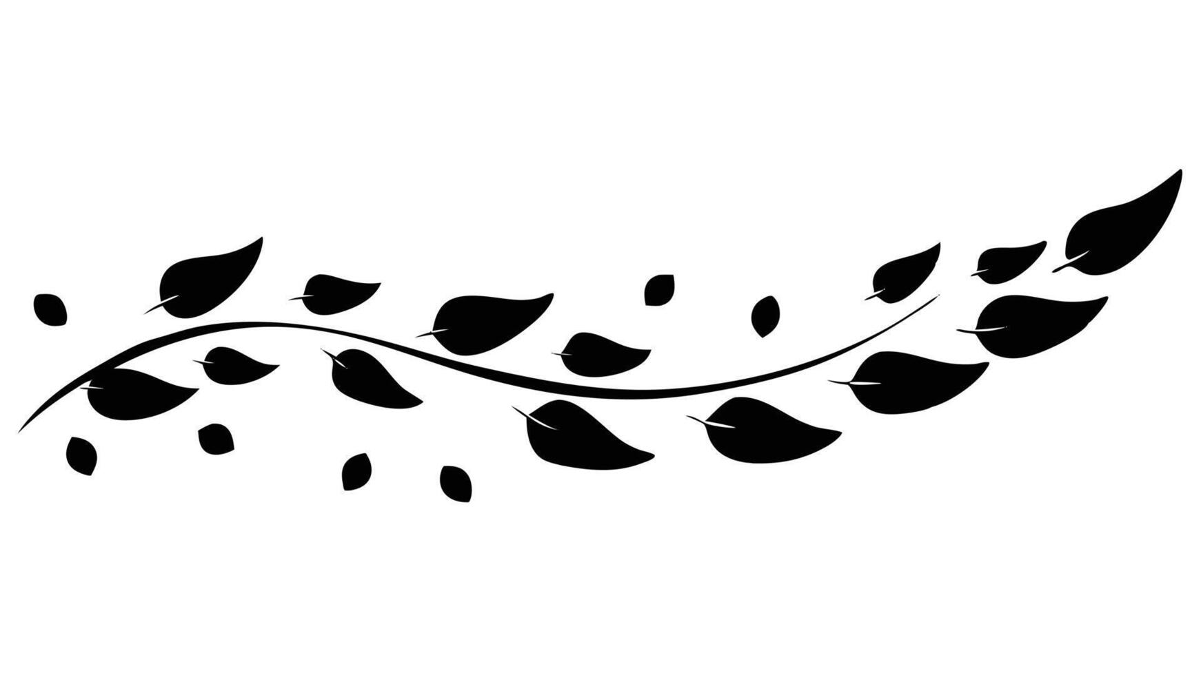 Elegant Leafy Branch Black Silhouette Illustration vector
