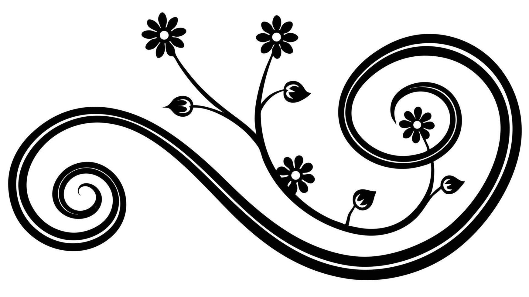 Floral Design Element Black And White Illustration vector