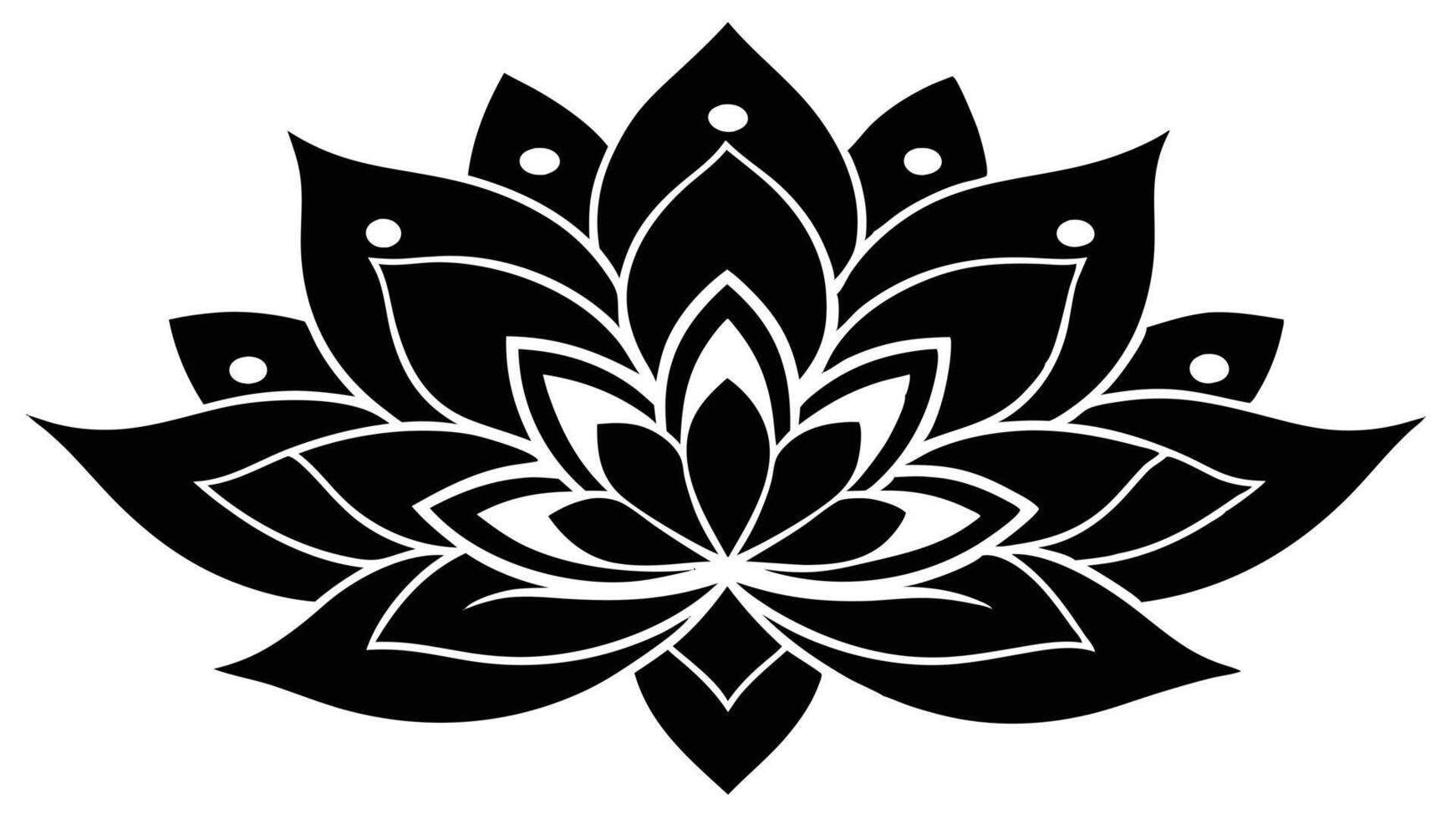 Simple Black And White Lotus Flower Illustration vector