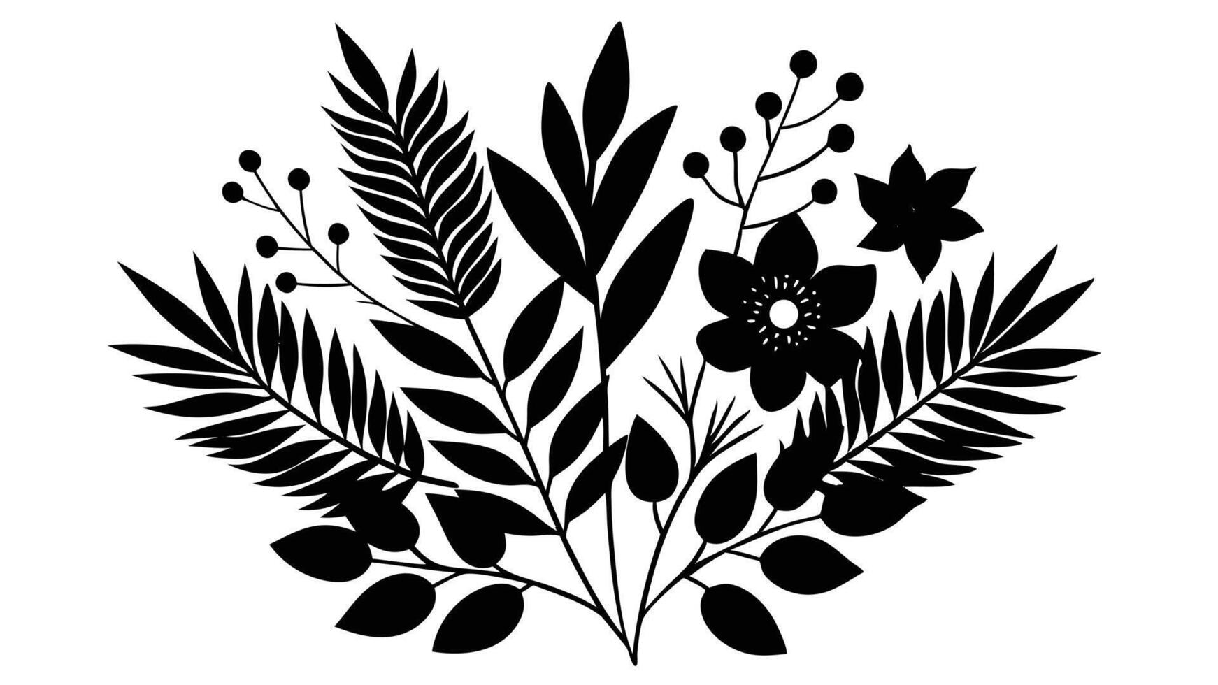 Black And White Floral Arrangement Illustration vector