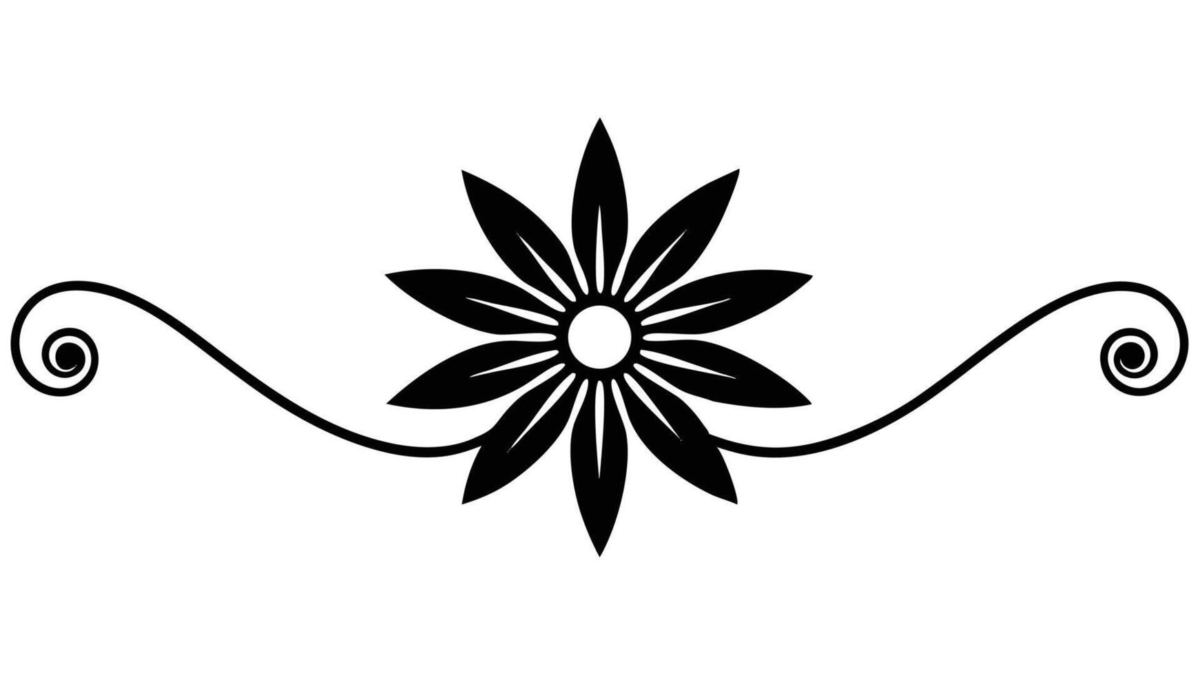 Elegant Floral Divider Decorative Element Black And White vector