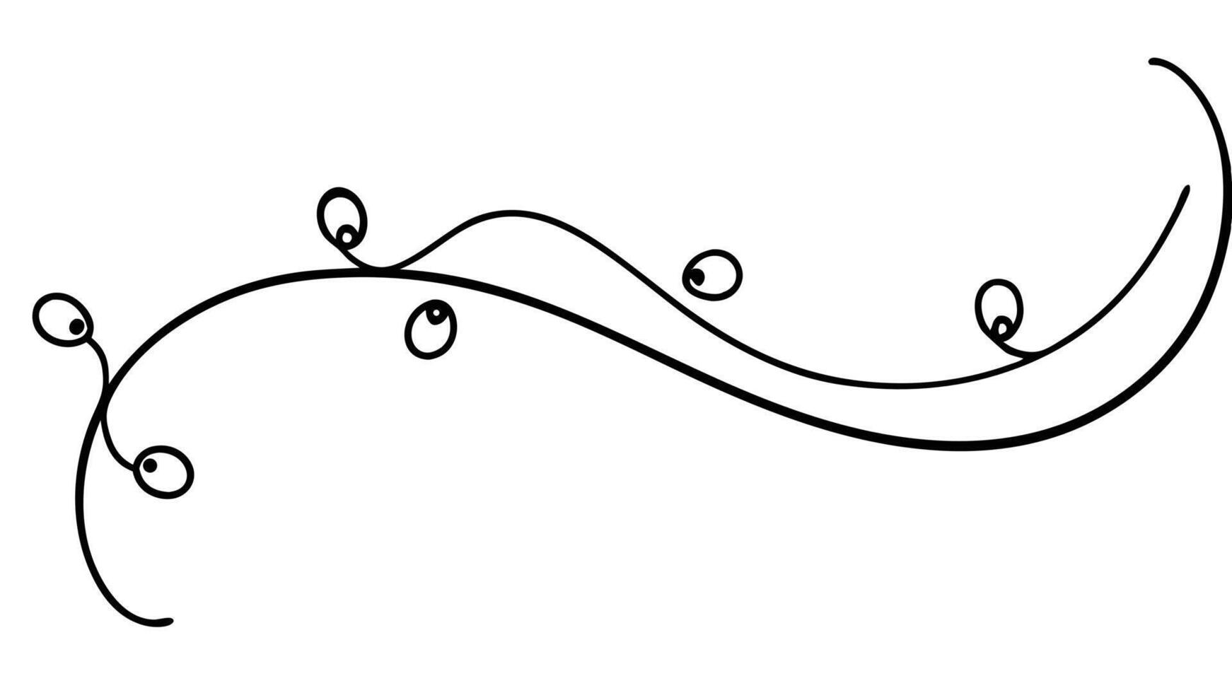 Minimalist Swirl Vine Line Art Illustration Design vector