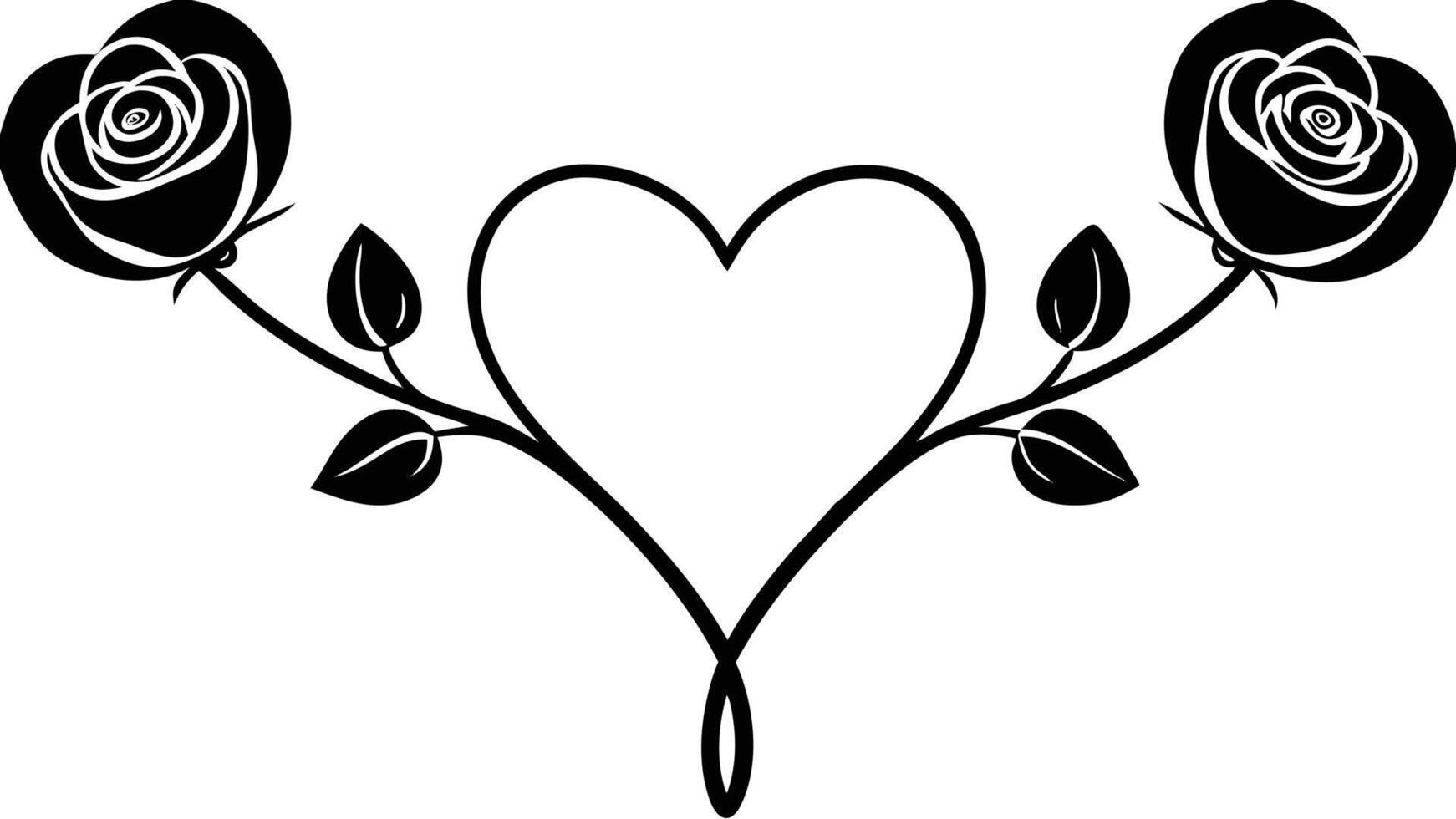 Rose Flower And Heart Illustration For Love Concept vector