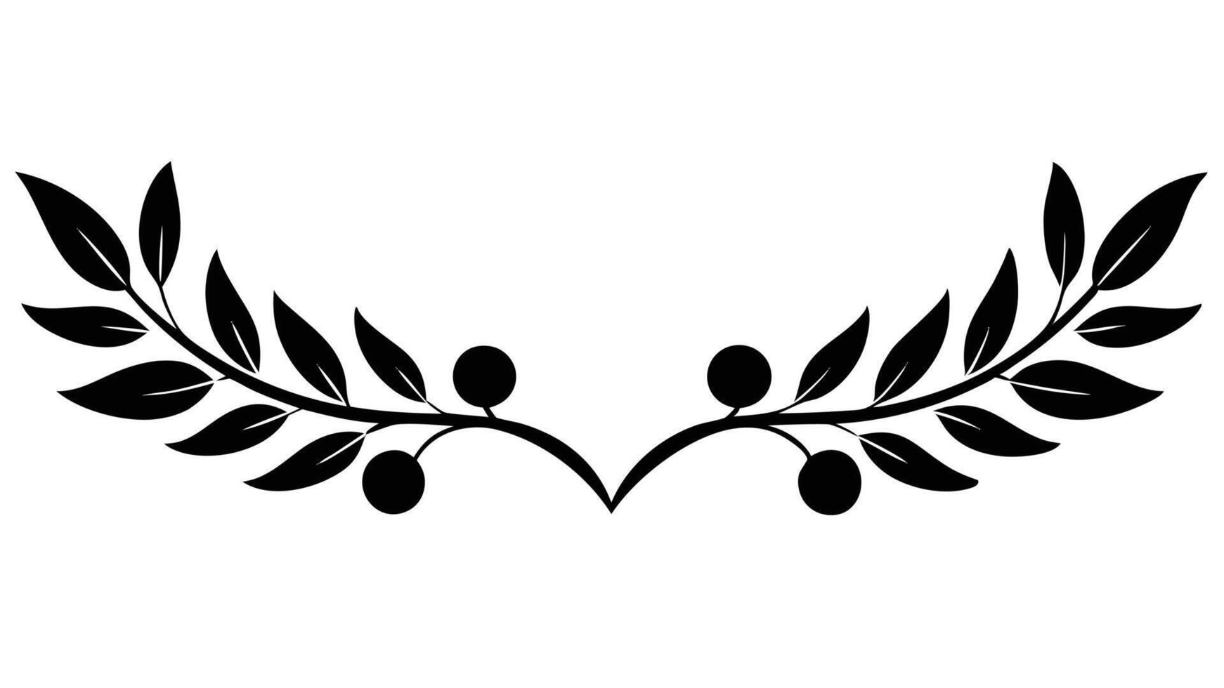 Decorative Branch With Leaves And Berries Silhouette Design vector