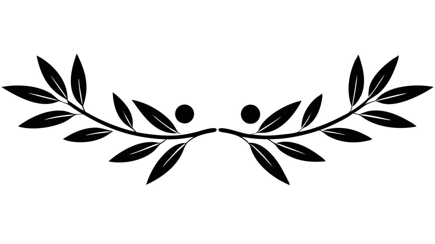 Olive Branch Symbol Black And White Design Element vector